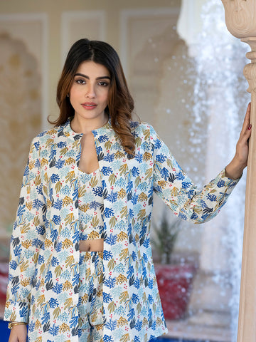 Orni Fashion Multi Floral print Crop Co-ords Set