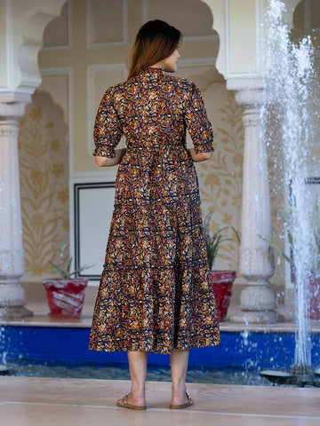 Orni Fashion Blue Floral print Maxi Dress