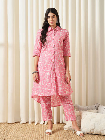 Women Printed Regular Pure Cotton Kurta with Trousers