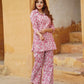 Pink And White Floral Straight Palazzo Co-ords Set