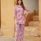 Pink And White Floral Straight Palazzo Co-ords Set