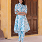 Orni Fashion Trueques Blue Printed A-Line Co-ords Set