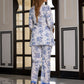 Orni Fashion White And Blue Floral print Top Co-ords Set