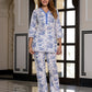 Orni Fashion White And Blue Floral print Top Co-ords Set