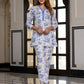 Orni Fashion White And Blue Floral print Top Co-ords Set