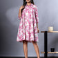 Orni Fashion Mauve And White Paisley Fit And Flred Dress