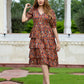 Orni Fashion Red And Blue Floral print Fit And Flred Dress