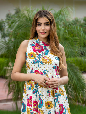Orni Fashion Multi Floral print A-Line Dress