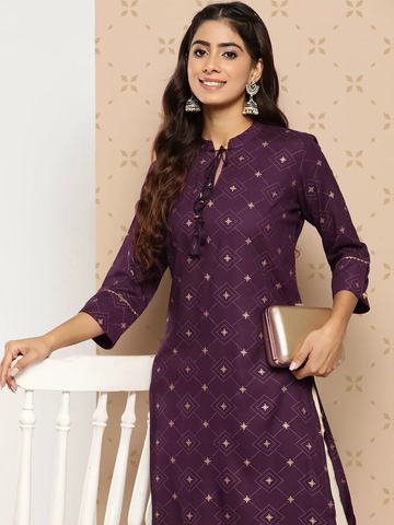 Orni Fashion Maroon Viscose Rayon Straight Kurta