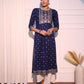 Blue Mirrow Regular Rayon A-line Kurta