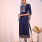 Blue Mirrow Regular Rayon A-line Kurta