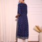 Blue Mirrow Regular Rayon A-line Kurta