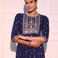 Blue Mirrow Regular Rayon A-line Kurta