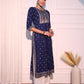 Blue Mirrow Regular Rayon A-line Kurta