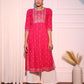 Pink Mirrow Regular Rayon A-line Kurta