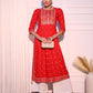 Red Mirrow Regular Rayon A-line Kurta