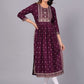 Maroon Viscose Rayon Straight Kurta