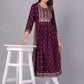 Maroon Viscose Rayon Straight Kurta