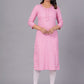 Peach Viscose Rayon Straight Kurta