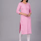 Peach Viscose Rayon Straight Kurta