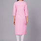 Peach Viscose Rayon Straight Kurta