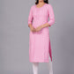 Peach Viscose Rayon Straight Kurta