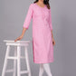 Peach Viscose Rayon Straight Kurta