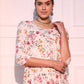 White Floral Print Rayon A-line Kurta