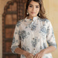 White Floral Print Kurta