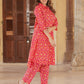 Pink cotton Straight Kurta Set