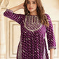 Purple viscose rayon Straight Kurta Set