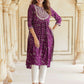 Purple viscose rayon Straight Kurta Set
