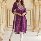 Purple viscose rayon Straight Kurta Set