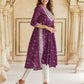 Purple viscose rayon Straight Kurta Set