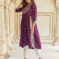 Purple viscose rayon Straight Kurta Set