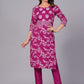 Pink Floral Printed Regular Kurta with Trousers