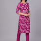 Pink Floral Printed Regular Kurta with Trousers