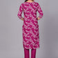 Pink Floral Printed Regular Kurta with Trousers