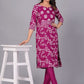 Pink Floral Printed Regular Kurta with Trousers