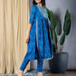 Orni Fashion Blue Embroidered Anarkali Trousers Kurta set