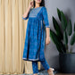 Orni Fashion Blue Embroidered Anarkali Trousers Kurta set