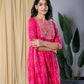 Orni Fashion Pink Embroidered Anarkali Trousers Kurta set