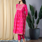 Orni Fashion Pink Embroidered Anarkali Trousers Kurta set