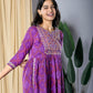 Orni Fashion Purple Embroidered Anarkali Trousers Kurta set