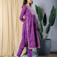 Orni Fashion Purple Embroidered Anarkali Trousers Kurta set