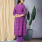 Orni Fashion Purple Embroidered Anarkali Trousers Kurta set