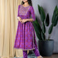 Orni Fashion Purple Embroidered Anarkali Trousers Kurta set