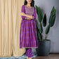 Orni Fashion Purple Embroidered Anarkali Trousers Kurta set