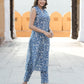 Blue Floral Print Straight Kurta Set