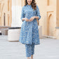 Blue Floral Print Kurta Set